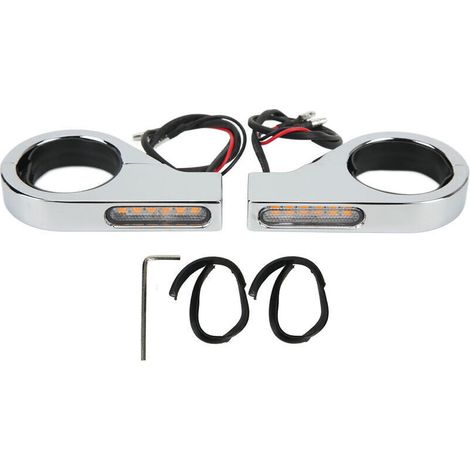 12V LED-Blinker für Motorräder, wasserdicht, hell, universelle Blinklampe für 41-mm-Gabelrohre, galvanisiert - Crezuo