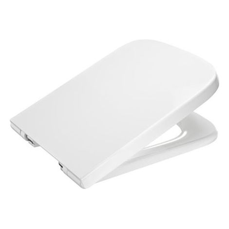 Abattant WC antibactérien blanc – Couvercle chromé – Forme carrée – Compatible cuvettes DAMA ROCA (1/2)