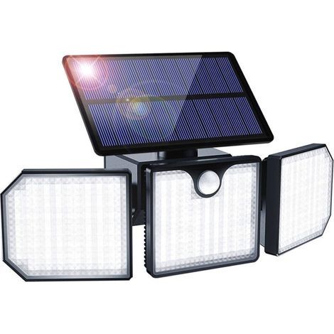 Lampe Solaire Extérieur Détecteur de Mouvement - Lumière Murale Étanche 3 Têtes - Spot Mural pour Garage, Jardin, Entrée - 1 pc (1/5)