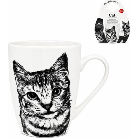Taza de porcelana con diseño de gato, 350 ml, Reina Isabel, regalo premium para amantes de los gatos. (1/5)