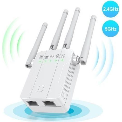 WiFi Repeater Amplifier Extender AP 1200 Mbps 2 Ethernet Port, covers up to 100 m, Compatible with all internet boxes (1/5)