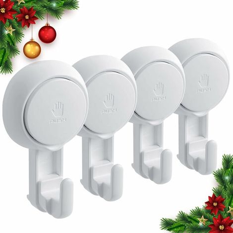 royaluxe - Crochet Ventouse Mural Lot de 4, Crochet Ventouse Puissante Sous Vide, Crochet Vitre Salle de bain Sans Perçage Résistants Jusqu'à 5 kg Réutilisables pour la Salle de Bain et Cuisine (1/4)