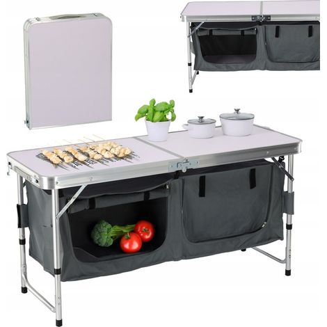 Armadio da campeggio pieghevole con ripiano 120x47 cm in alluminio (1/5)