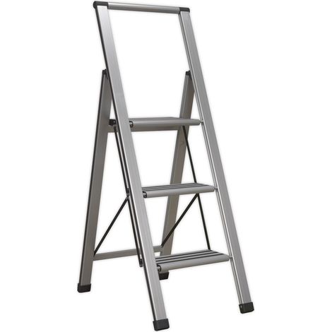 Sealey Aluminium Professional Folding Step Ladder 3-Step 150kg Capacity APSL3