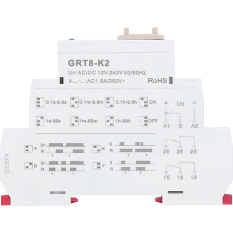 Relais Temporisé AC/DC 12V-240V 4 Modes de Délai (0.1s-99h) 2 Ouvert 2 Fermé GRT8-K2 (1/5)