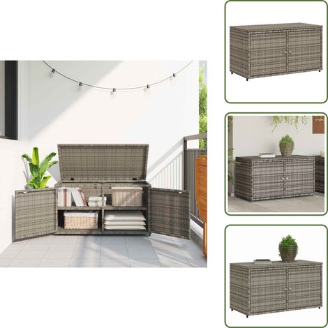 Armoire de rangement jardin gris 110x55x60,5 cm résine tressée - Meuble De Jardin - Coffre De Jardin - Rangement Exterieur - Armoire De Jardin - Résine Tressée