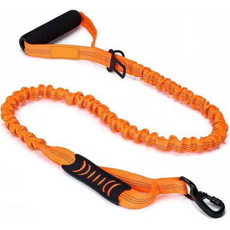 Laisse pour grands chiens, laisse élastique robuste, laisse anti-traction pour absorption des chocs, laisse de dressage pour chiens militaires (orange) (1/5)