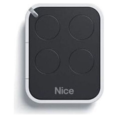 4-channel 433.92 MHz remote control transmitter – Compatible with Nice motors – Ergonomic design for everyday use – Black/White