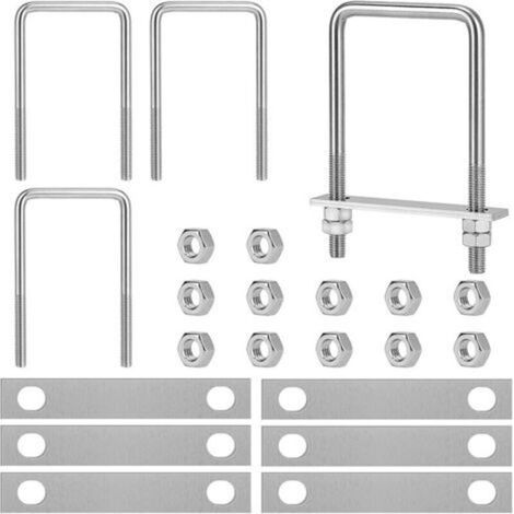 Pair Étrier de Fixation en U Boulons avec 16 Écrous et 8 Tôle, Bride de Fixation en U (1/5)