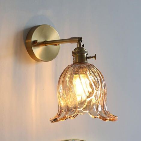 Applique murale moderne en ambre avec tête de lampe décorative vintage avec support mural réglable, avec lumière chaude LED 4W (1/5)