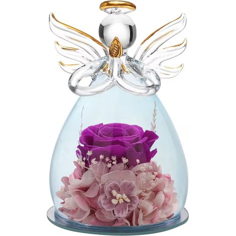 Coffret cadeau, figurine d'ange avec rose éternelle, multicolore, boîte cadeau (1/5)