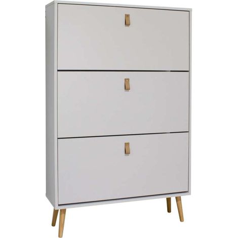 Armario Zapatero 3 trampones Md-Aldeire acabado blanco 80cm(ancho) 128.5cm(altura) 23.5cm(fondo) (1/4)