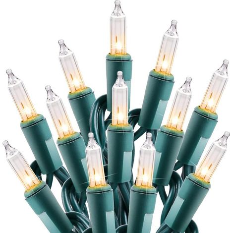 Clear Lights 100 Pack 25ft Mini Incandescent Bulbs for Indoor Christmas Tree Garland Birthday Wedding Festival Decoration Green Wire (1/5)