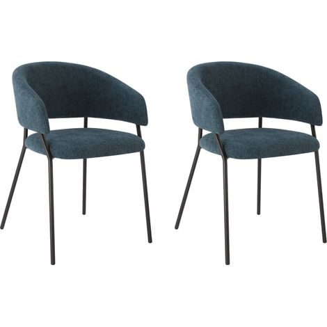 Lot de 2 Chaises de Salle à Manger, Pieds en Métal, Avec Dossier, Style Industriel bleu foncé (1/5)