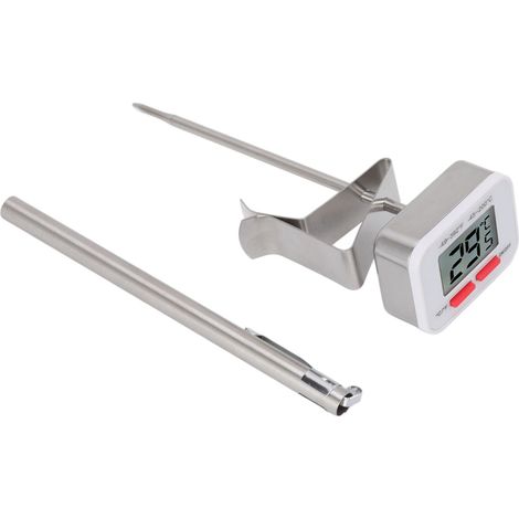 Thermomètre de cuisine blanc à clip réglable et grand écran, amovible, en acier inoxydable. (1/5)