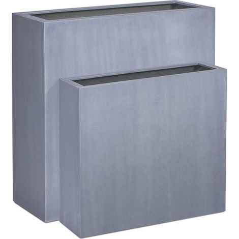 Bac fibres de verre et plastique renforcé long 69 x L 26 cm H 64 cm Ext. claustra gris mat - dimhaut: H 64 cm - couleur: Gris ciment (1/3)