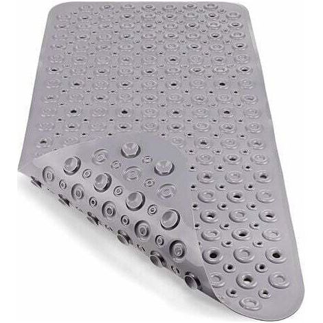 Tapis de Baignoire Antiderapant Tapis de Douche Extra Long Tapis de Bain Enfant avec Ventouse Lavable en Machine Anti Moisissure Antifongique, sans Phtalates de Latex (88 x 40 cm, Gris)