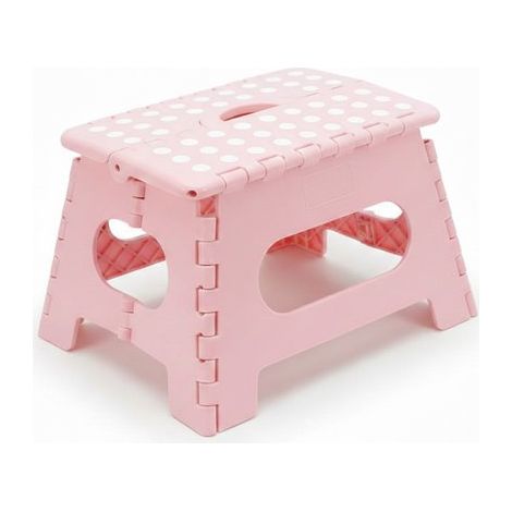 Escabeau pliant avec picots en caoutchouc - Escabeau pliant portable supportant jusqu'à 150 kg - Escabeau pliant pour la maison et le bureau (31 x 22 x 22 cm rose - 1 pièce) (1/2)