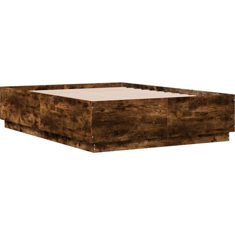 vidaXL Giroletto Luci LED Rovere Fumo 135x190 cm Legno Multistrato (1/5)