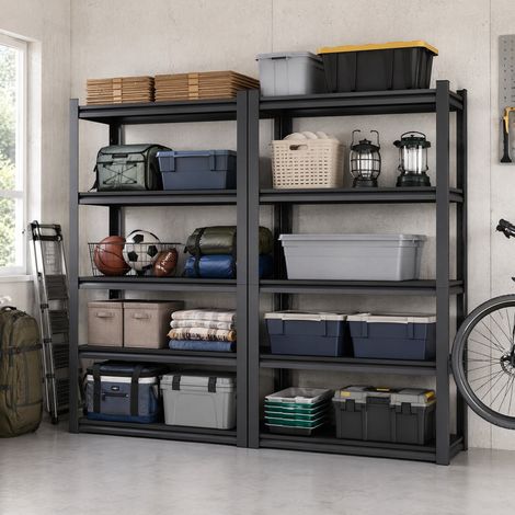 Estantería de metal 183x90x40 cm, 5 niveles, carga total 650 kg, baldas regulables, negro (1/5)