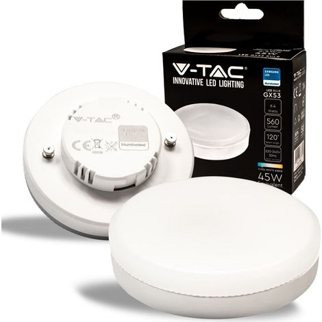 Ampoule LED V-TAC, puce Samsung 6,4 W GX53 VT-207, lumière froide, 560 lm (1/5)