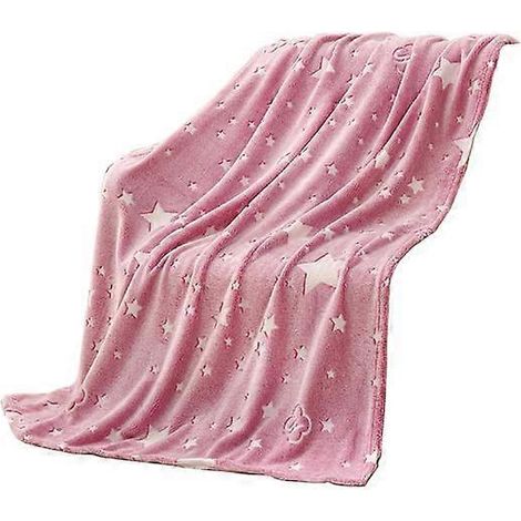 Couverture polaire rose douce à motif étoiles, phosphorescente et inaltérable au toucher (1/5)