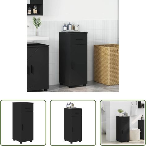 vidaXL Tiroir salle de bain - Cabinet de salle de bain avec tiroir Noir 30 x 35 x 80 cm (1/5)