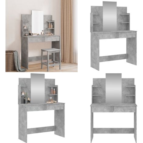 Schminktisch mit Spiegel Betongrau 96x39x142 cm - Schminktisch - Kosmetikschrank - Badezimmermöbel - Spiegelkommode - Makeup Tisch - Home & Living (1/5)