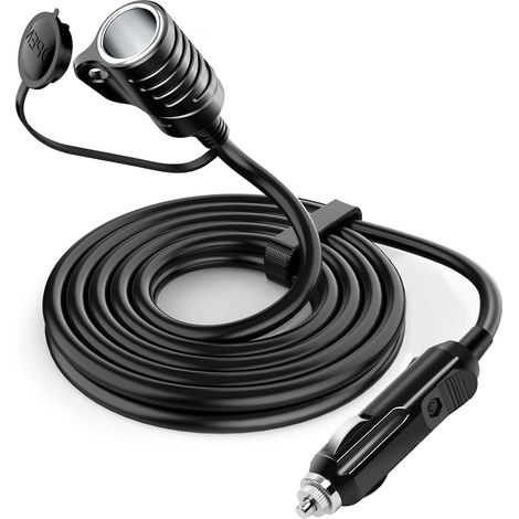 5M Rallonge Allume Cigare,12 V/24 V Prise Allume Cigare, 16 AWG, avec Fusible 15A pour Voiture, Moto, Bateau, Camion, d'aspirateurs de Voiture, Réfrigérateurs de Voiture (5M) (1/4)