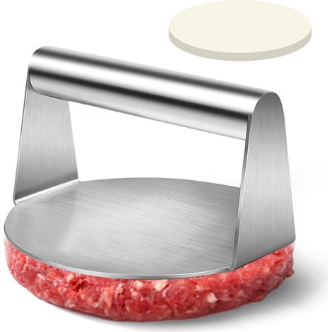 Presse Burger Acier Inox 14cm - Moule Steak Haché Antiadhésif - Pour Barbecue Et Poêle Avec Papier Sulfurisé (1/5)