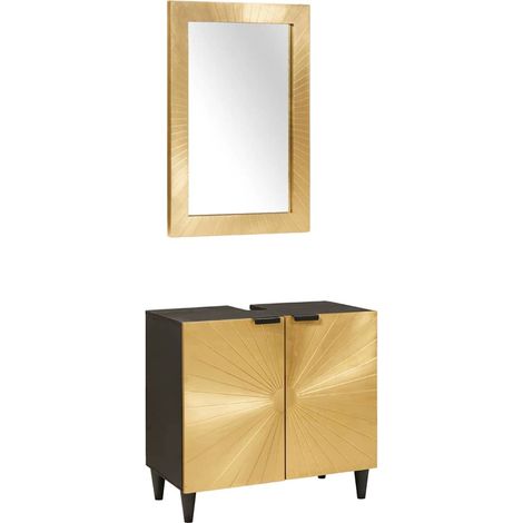 Bathroom Furniture Sets 2 pcs Black and Gold 62 x 33 x 58 cm vidaXL (1/5)