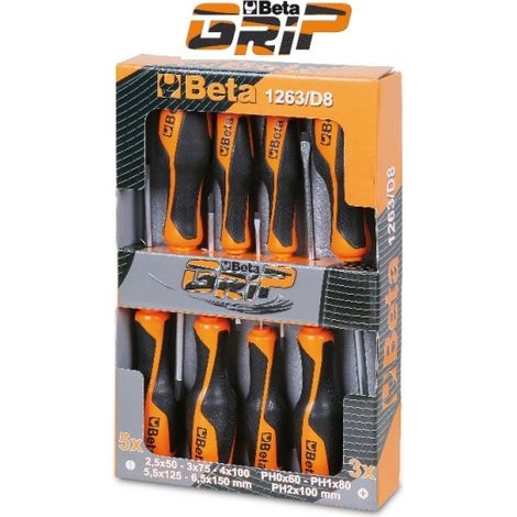 Serie giraviti betagrip taglio/croce pozidriv beta 1263/d7pz - 7 Pz (1/2)