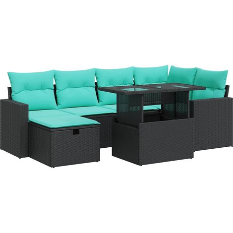 Set sofás jardín y cojines 7 pzas ratán sintético acacia gris vidaXL (1/5)