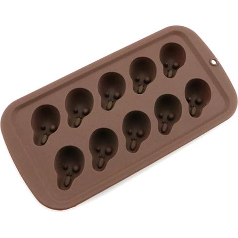 Moule à chocolat en silicone en forme de crâne 3D - Moule à gâteau - Ustensiles de cuisson et de décoration pour pâtisserie - Cadeau d'Halloween (1/5)