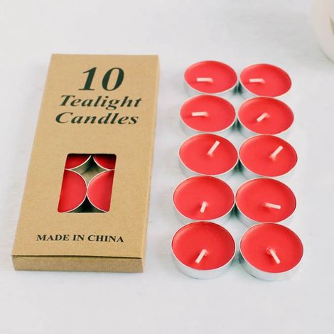Set of 10 Candles Clear Flame Flickering Bougie for Home Decorations for Christmas, Xmas Tree, Easter, Wedding, Party-Red (1/4)