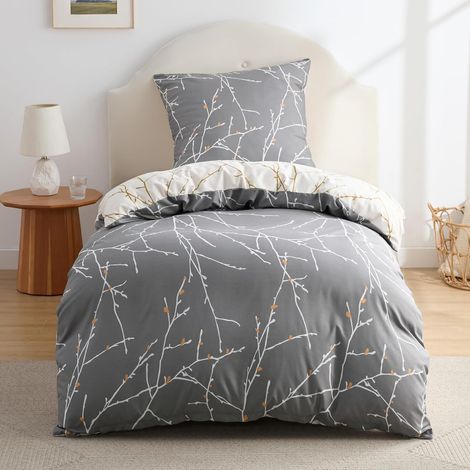 Duvet Cover 140 x 200 cm - Grey Twig, 2 Pillowcases 65 x 65 cm (1/5)