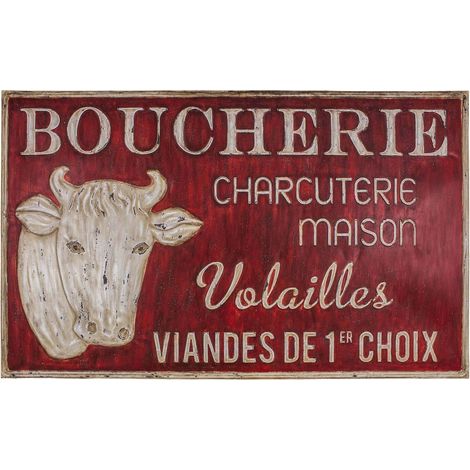Grande plaque vintage en fer 122,5 x 74 cm Boucherie charcuterie (1/2)