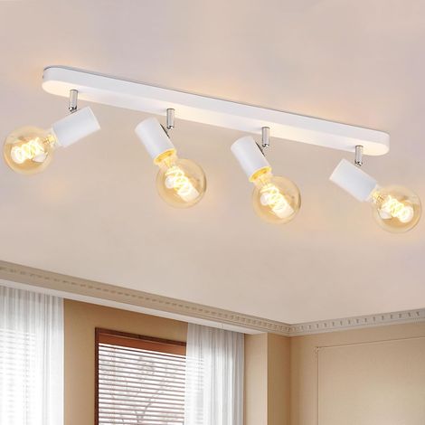 Plafonnier/Applique Murale, Plafonnier 4 Spots Orientables et Pivotant, Douilles E27, Ampoules non Fournies, Max. 60W, Spot de Plafond Noir Moderne pour Salon Couloir Cuisine (Sans Ampoule) (1/5)