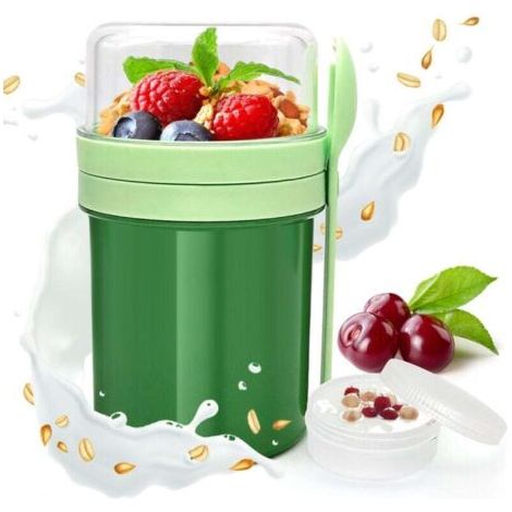 QORVA-Pot de yaourt - Pot de yaourt à emporter - Pot de yaourt - Pot de petit-déjeuner fermé - Pot de salade pratique - Pot de flocons d'avoine - Pot de légumes
