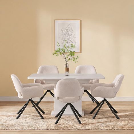 Lot de 4 chaises pivotantes design blanc Sherpa avec accoudoirs (1/5)