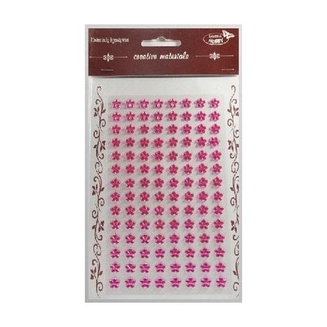 Adesivi con cristalli, fiori rosa chiaro, 8 mm, 112 pezzi