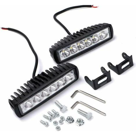 2 Pack, LED Work Light, 18W Car LED Spotlight, IP67 Waterproof LED Fog Light, 6000K Work Lamp, 12V LED Light Bar for Trucks, Motocross Vehicles (1/5)