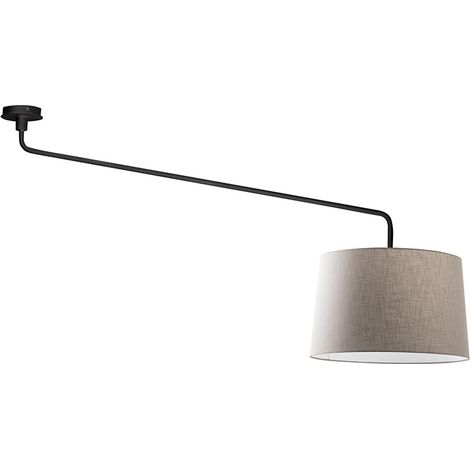 Vivien Plafoniera da Soffitto Nera con Paralume Conico Avorio E27 IP20 48cm - Design Moderno in Metallo e Tessuto per Interni - Rossini Group (1/5)