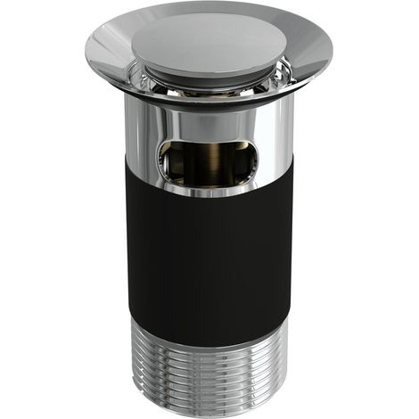 Bathroom Round Click-Clack Slotted Basin Waste with Overflow, Top Fix Installation, Chrome, 103 x 60 x 104mm