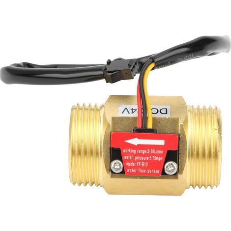 Capteur de Débit d'Eau à Effet Hall 24V CC, Débitmètre Turbine en Laiton 1 Pouce Mâle, Plage 2-50 L/min pour Chauffe-Eau et Douche (1/5)