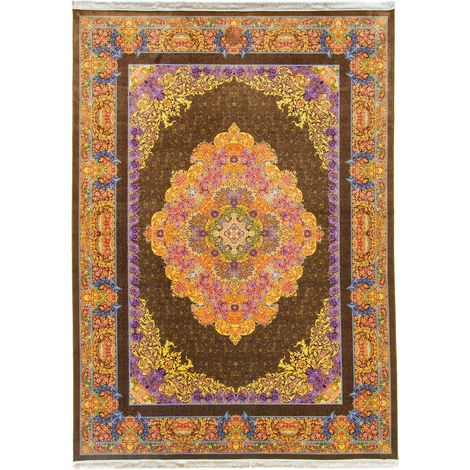 Tapis persan Tahia  - 350x250cm, Rectangular - 100% Acrylique - Tissé - Vert olive (1/5)