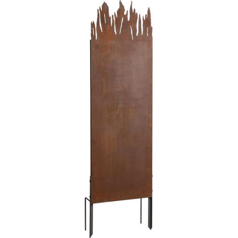 Metall Gartenzaun Sichtschutzwand 150 cm Edel-Rost Sichtschutz-Element Flammen (1/5)