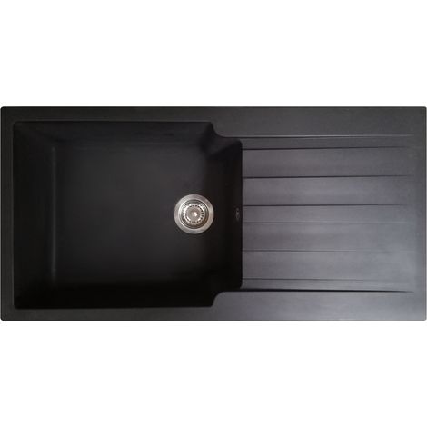 Essebagno Evier 1 grande cuve 1 égouttoir Sierra résine noir