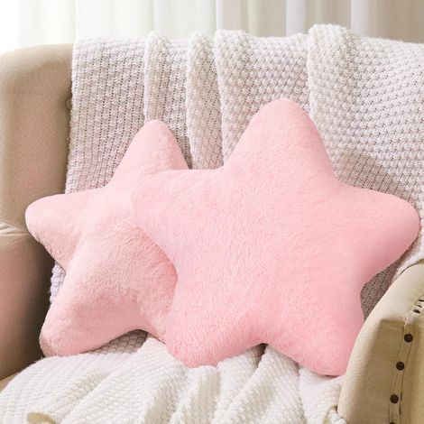 Lot de 2 coussins étoiles roses de 40 cm, adorables coussins étoiles 3D en peluche, coussins décoratifs doux et esthétiques pour la chambre, le canapé et le fauteuil, une idée parfaite (1/5)