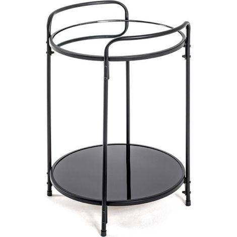 Table d'appoint ronde 37x50 cm en verre et métal noir (1/2)